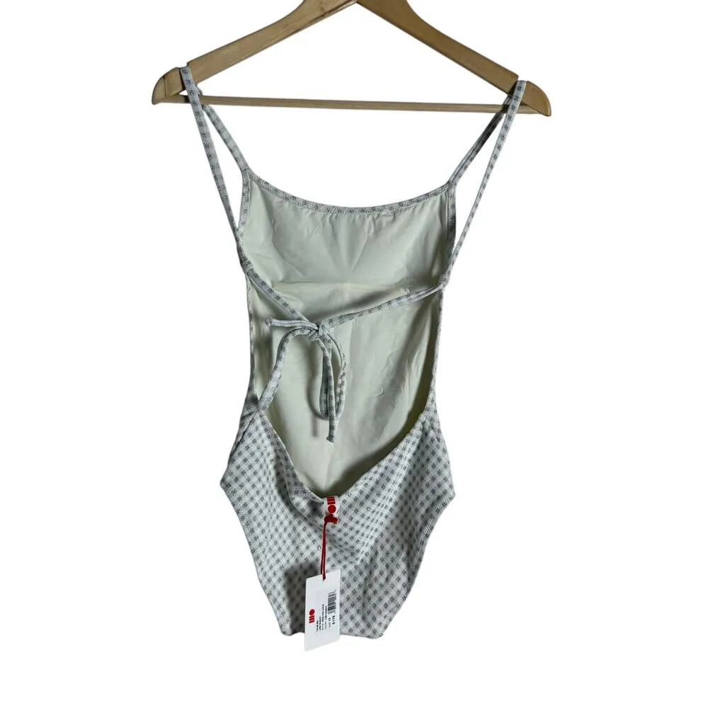 Solid & Striped Melissa One Piece Swimsuit White Metallic Lurex Gingham Size XS - Image 9