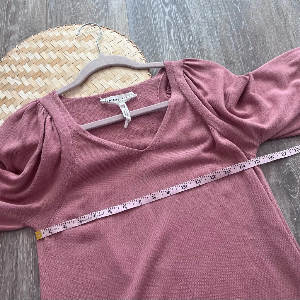 Apiece Apart Mauve pink v neck sweater w/ puff‎ sleeve corset top - Image 5