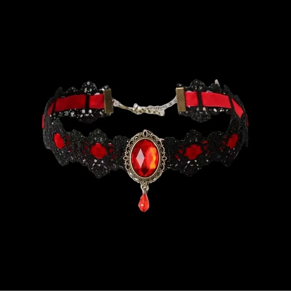 Black/Red Lace Necklace Collar‎ Choker Retro Style Cosplay Fashion Jewelry Black - Image 4