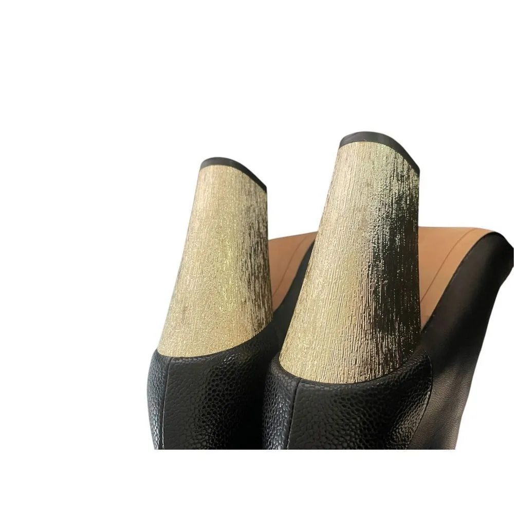 Circus By Sam Edelman Ankle Booties Block Heel Pointed Toe Black/ Gold 8.5M - Image 7