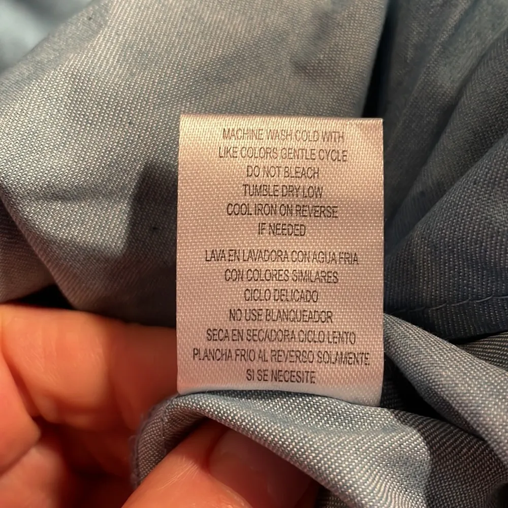 NWT Notebuk Sky Blue Collared Button Down Tie Front Button Up 3/4” Sleeve Shirt Size M - Image 7