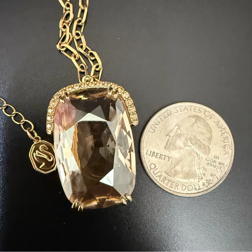 SWAROVSKI Gold-tone Yellow Cushion Cut Crystal Harmonia Pendant Long Necklace - Image 9