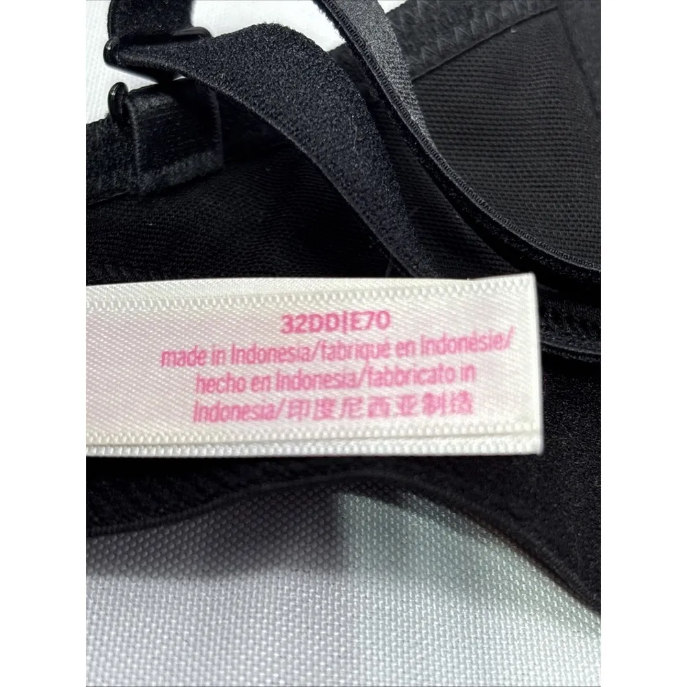 PINK by Victoria's Secret Bra 32DD Black Hot Pink Push-Up Lined RFID Sporty Sexy - Image 12