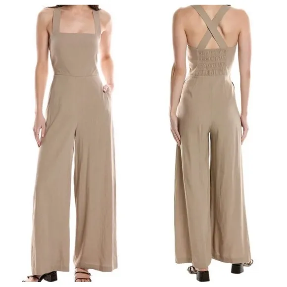 Theory Linen Blend Brown Jumpsuit Romper - Image 2