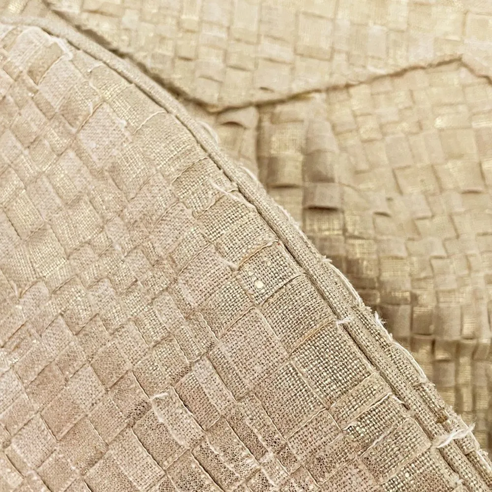 Lauren Merkin Metallic Gold Tan Woven Tote Shoulder Bag - Image 5