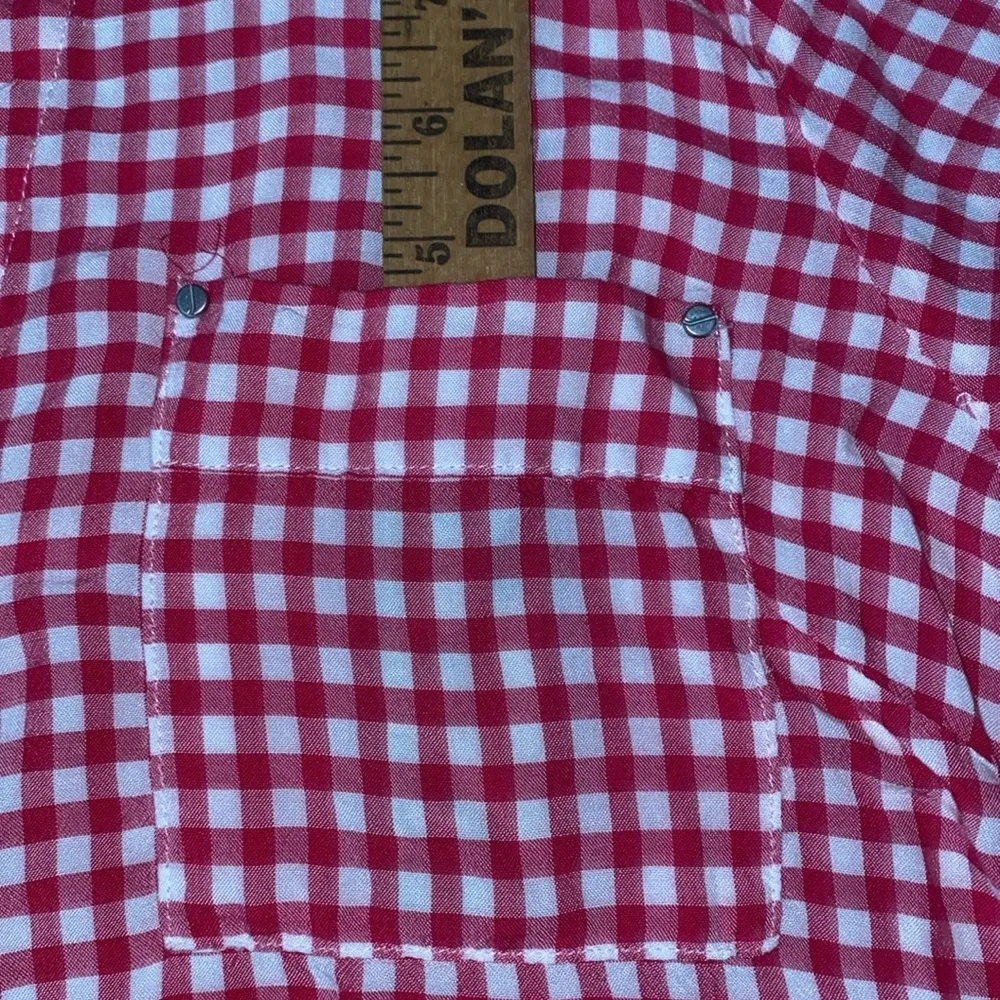 JONES NEW YORK tie front button up long roll up tab sleeve gingham NEW size L - Image 11