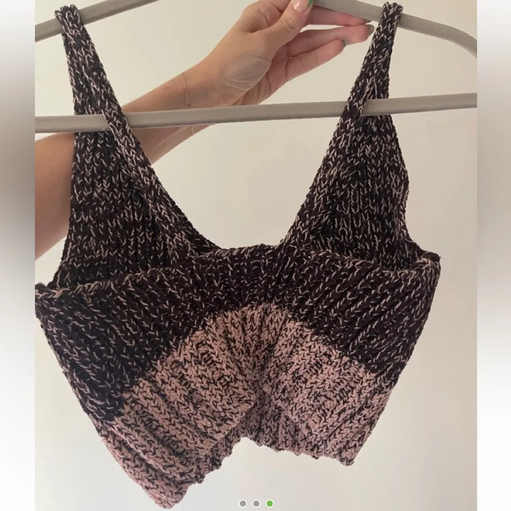 Free people brown pink knit tank top bralette crop - Image 2