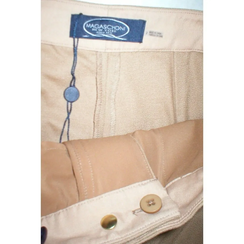 New Womens Magaschoni New York NWT Wide Leg Pant 2 Camel Brown Tan Wool Designer - Image 3