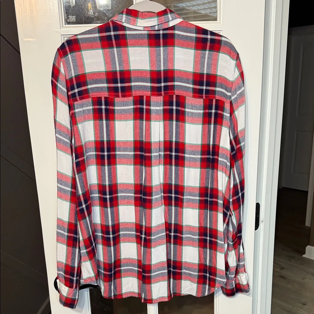 UNIVERSAL THREAD Red & Navy Plaid Flannel Button-Up Shirt Size XXL - Image 2