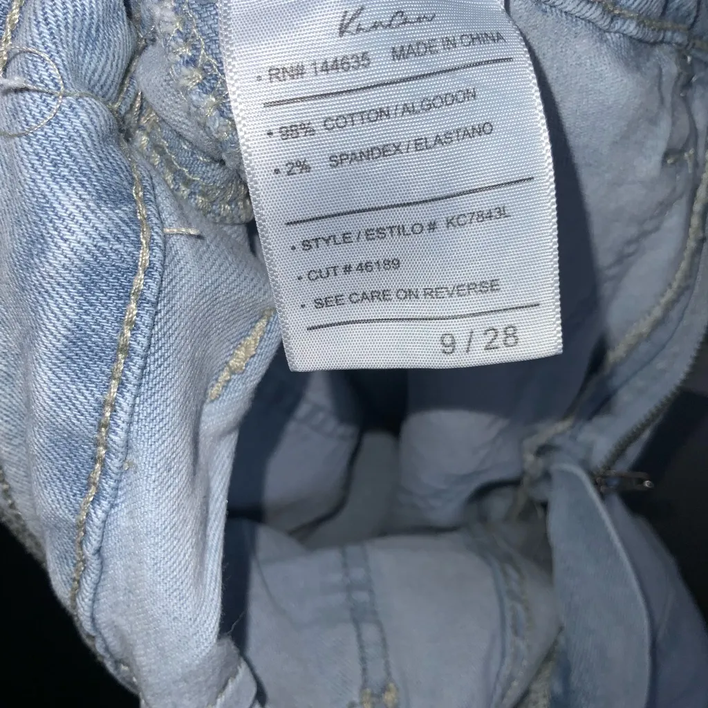 KanCan Felicity High Rise Slim Straight Leg Fringe Hem Cargo Jeans Size 9 Blue - Image 11