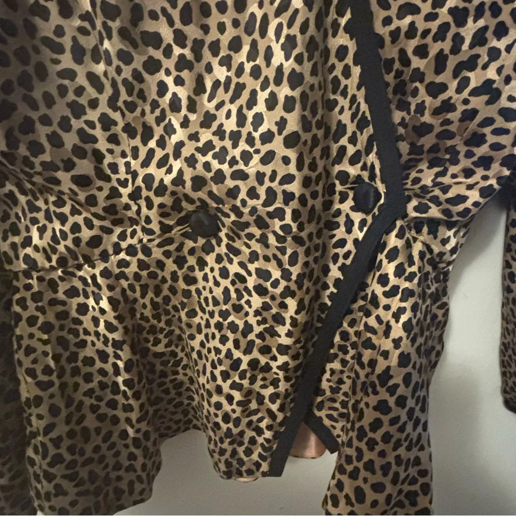 Vintage Mijoli Leopard Print Wrap Jacket Brown Size 8 - Image 6