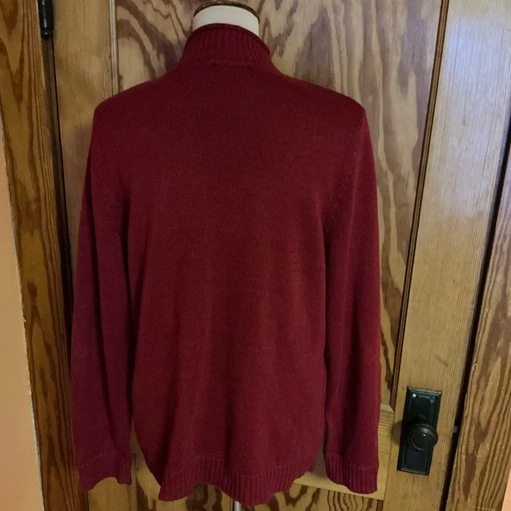 Y2K Kitschy Embroidered Sweater Cottagecore Cabin Lantern Fish Motif Zip Neck Size L - Image 11