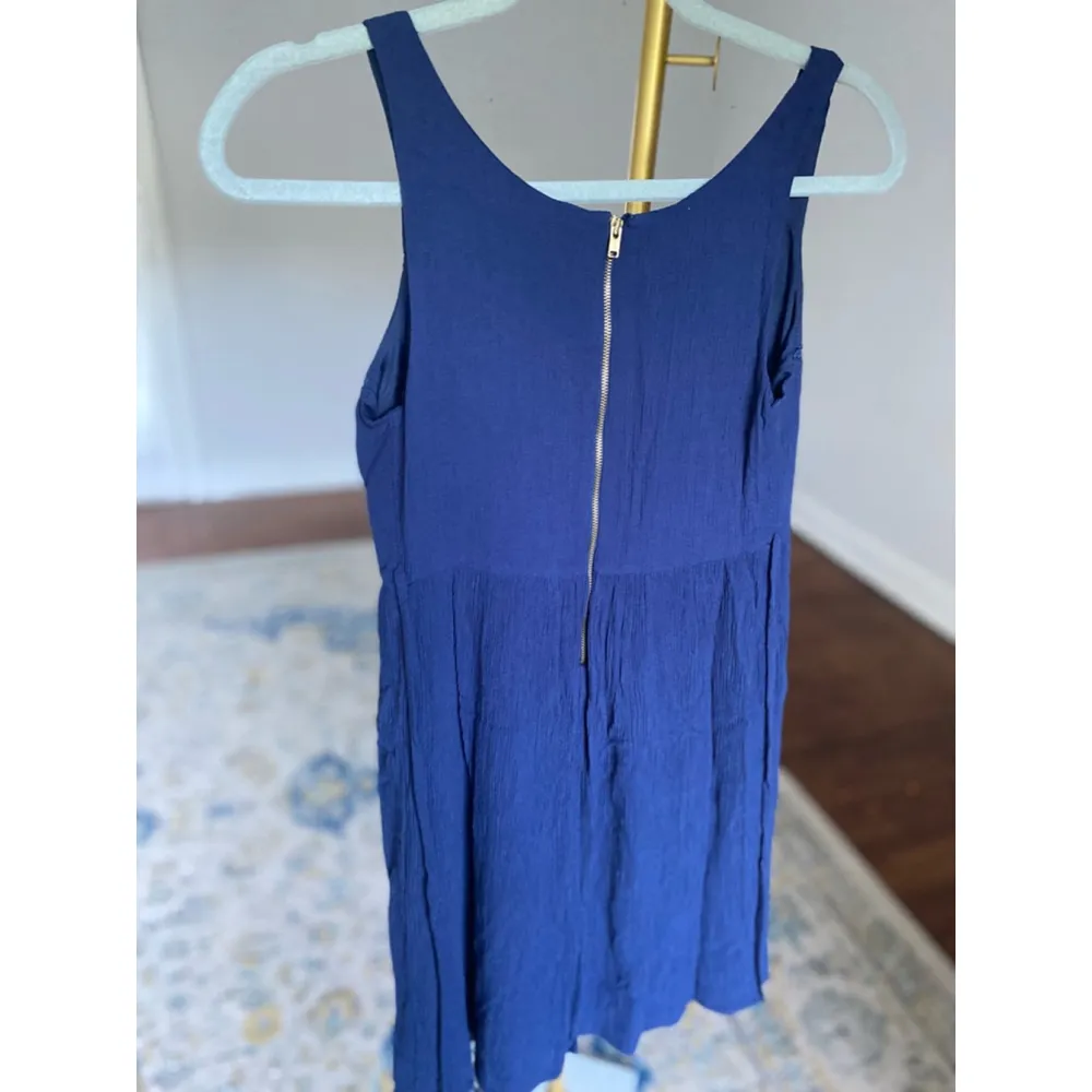Princess Vera Wang Mini Dress Embroidered Wedding Summer Boho Navy Resort Vaca Blue Size L - Image 3