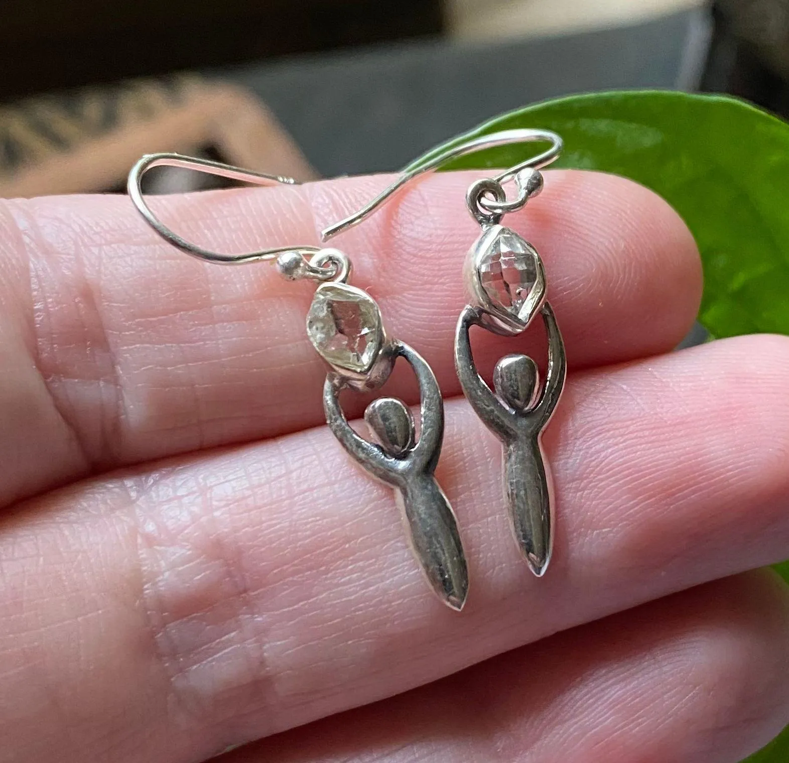 Sterling silver Herkimer Diamond Goddess Earrings - Image 4