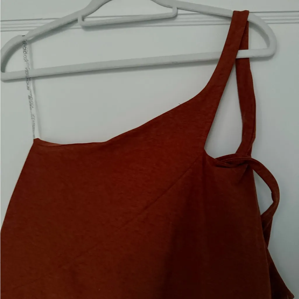 Beyond Yoga Your Mind One-Shoulder Space Dye Minidress in Warm Clay Heather XL - Image 3