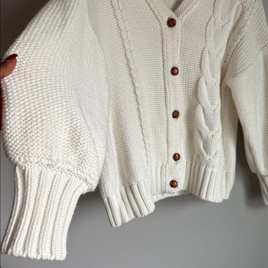 STAUD Blake Oversized Cardigan in Ivory Small - Image 5