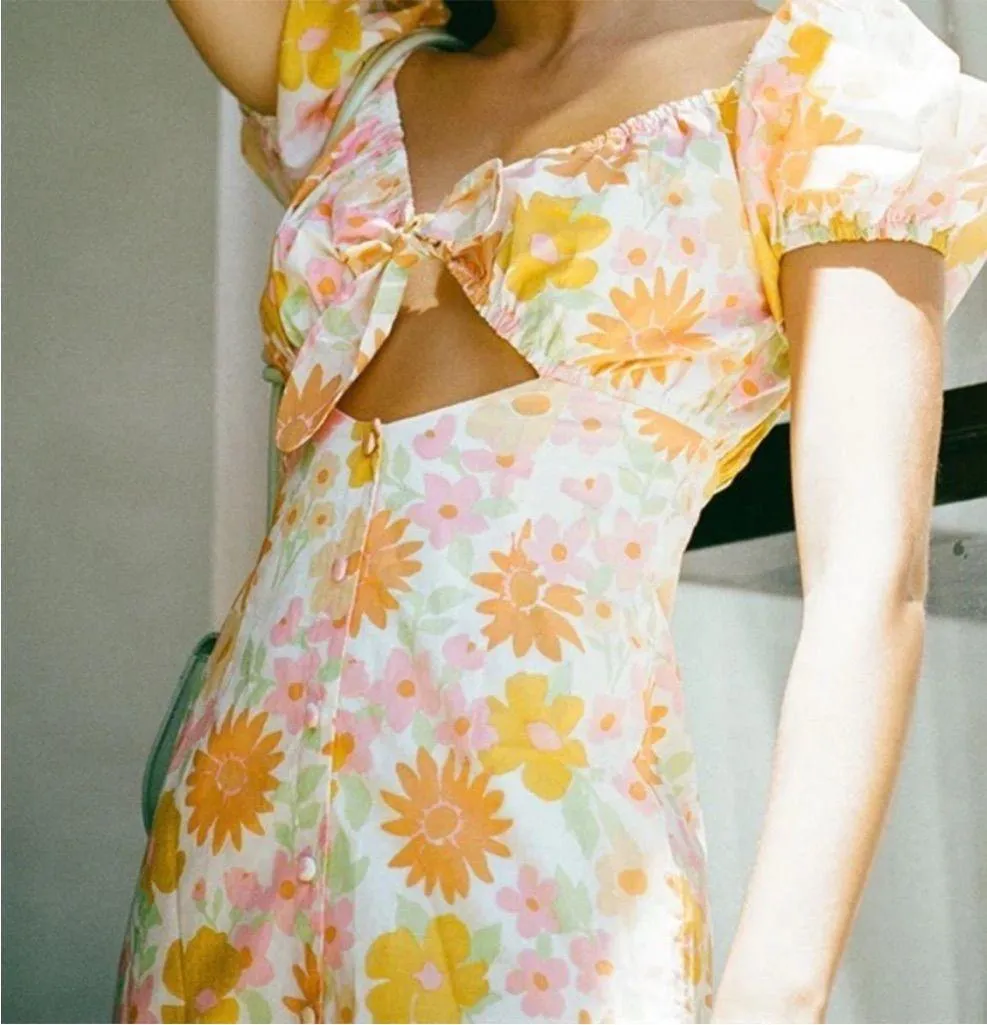 Sabo Skirt Enga Dress in Sunny Floral Size Small Pink Orange Floral - Image 3