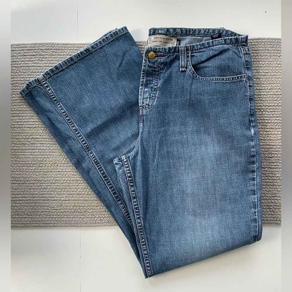Vintage American Eagle Low Rise Flare Wide Leg Denim Jean Size 12 - Image 5