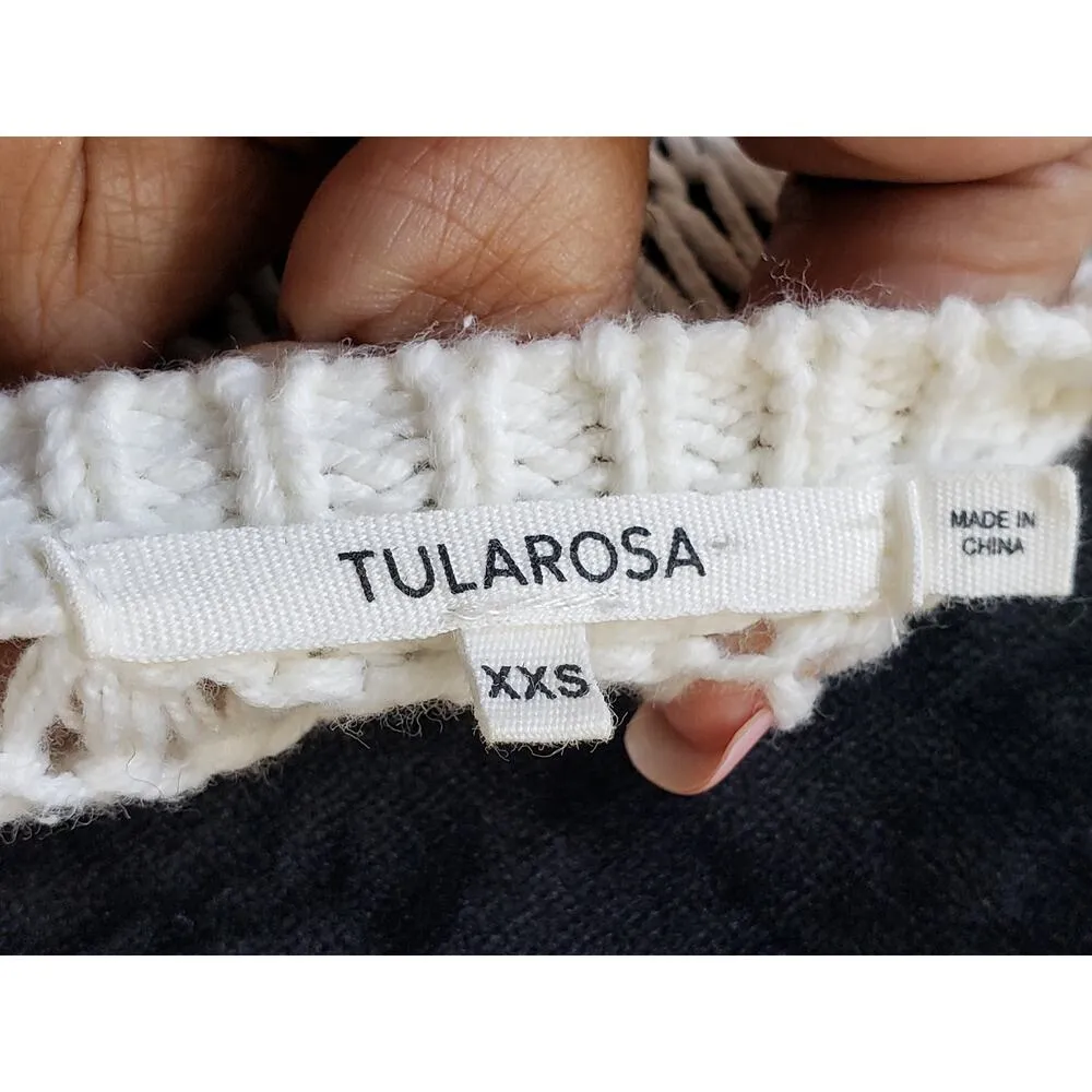 Tularosa Sweater Womens Size 2XS Beige & Blue Casual Long Sleeve V-Neck Pullover - Image 3