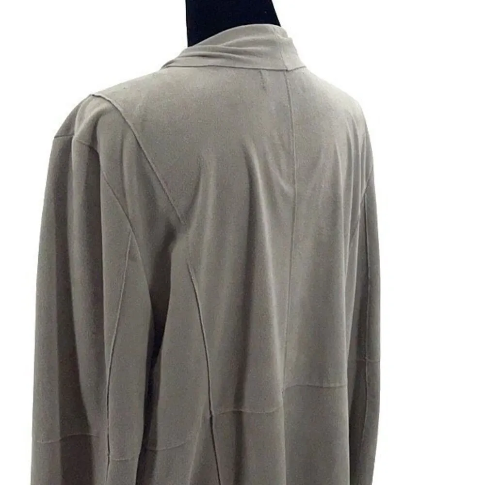 Bagatelle Womens Faux Suede Drape Open Front Jacket Light Gray Large‎ - Image 5