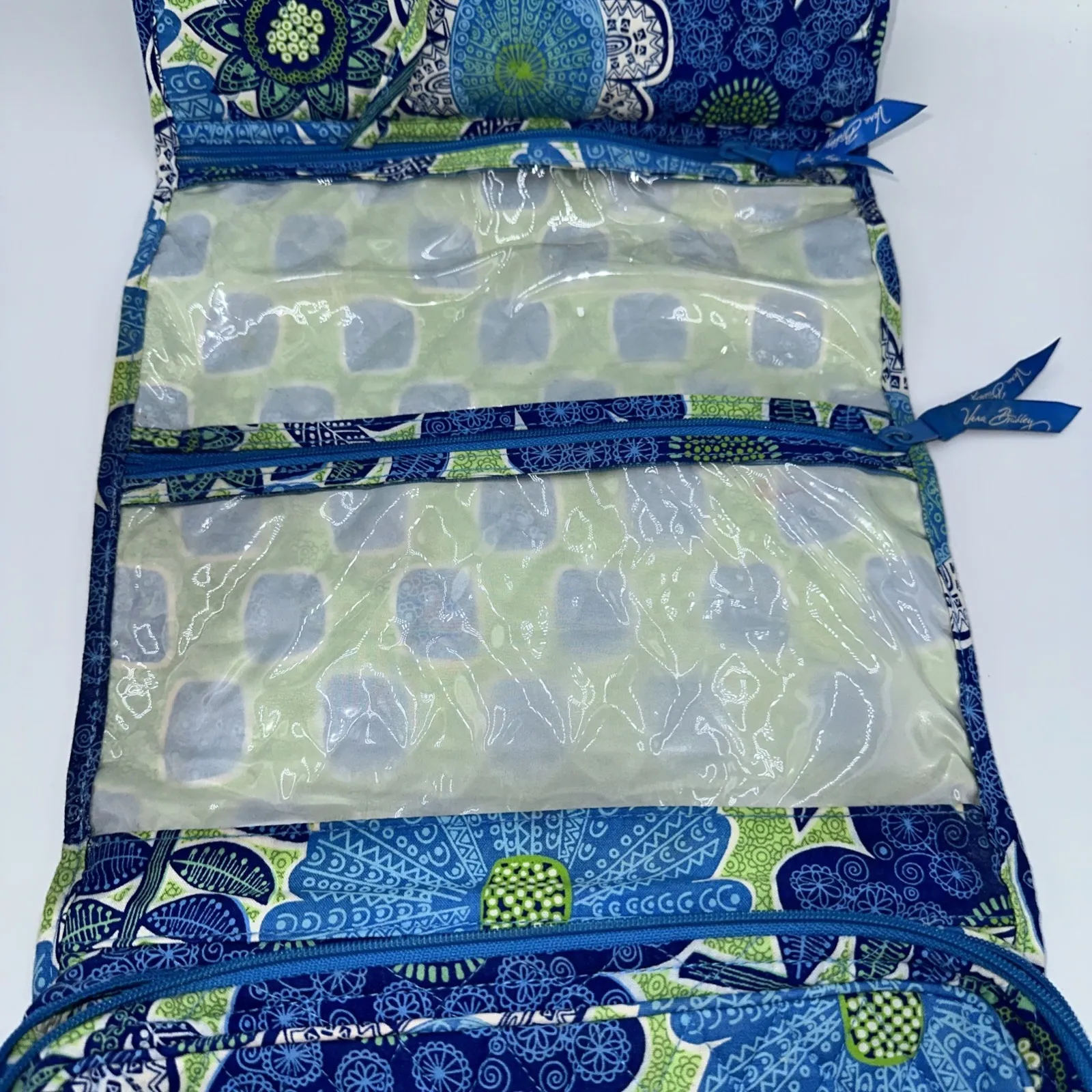 VERA BRADLEY Hanging Travel Organizer Doodle Daisy Floral Cosmetics Make Up Bag - Image 4