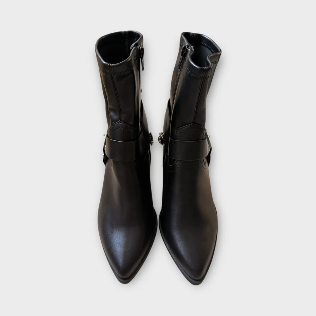 DV Dolce Vita Keeler Harness Moto Chain Heeled Boots (Black) Black Size undefined - Image 10