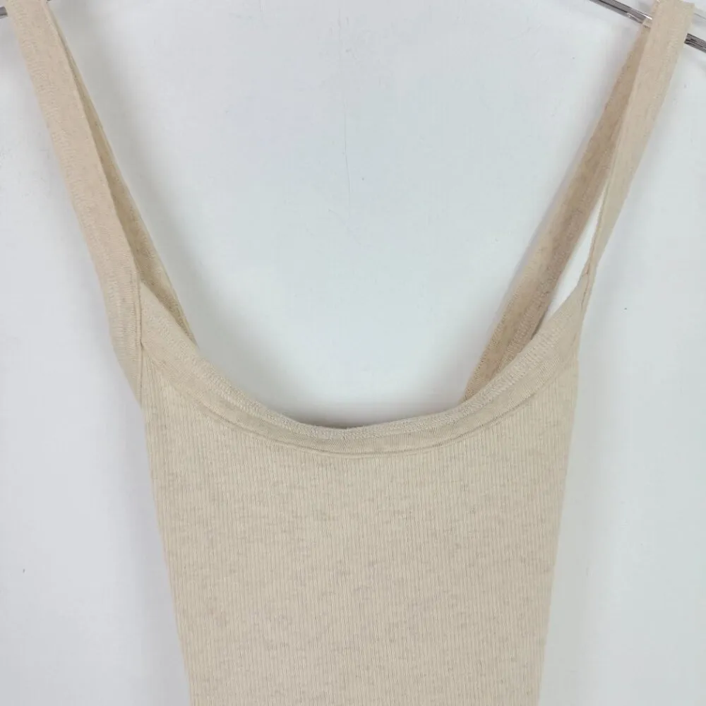 NWOT  Ribbed Sleeveless Criss-Cross Bodysuit Oatmeal Size Small S NEW - Image 3