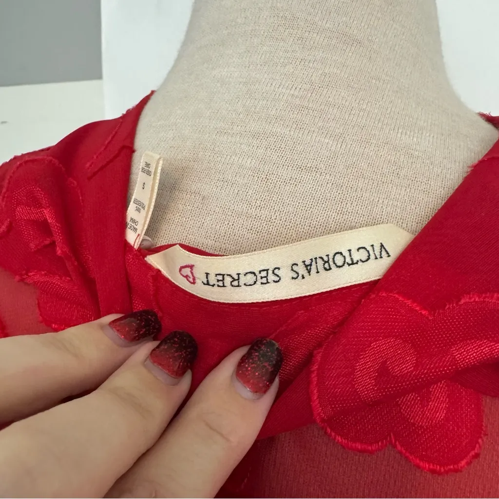 Victoria’s Secret Vintage semi sheer heart Valentines Day pajama set PJ small - Image 6