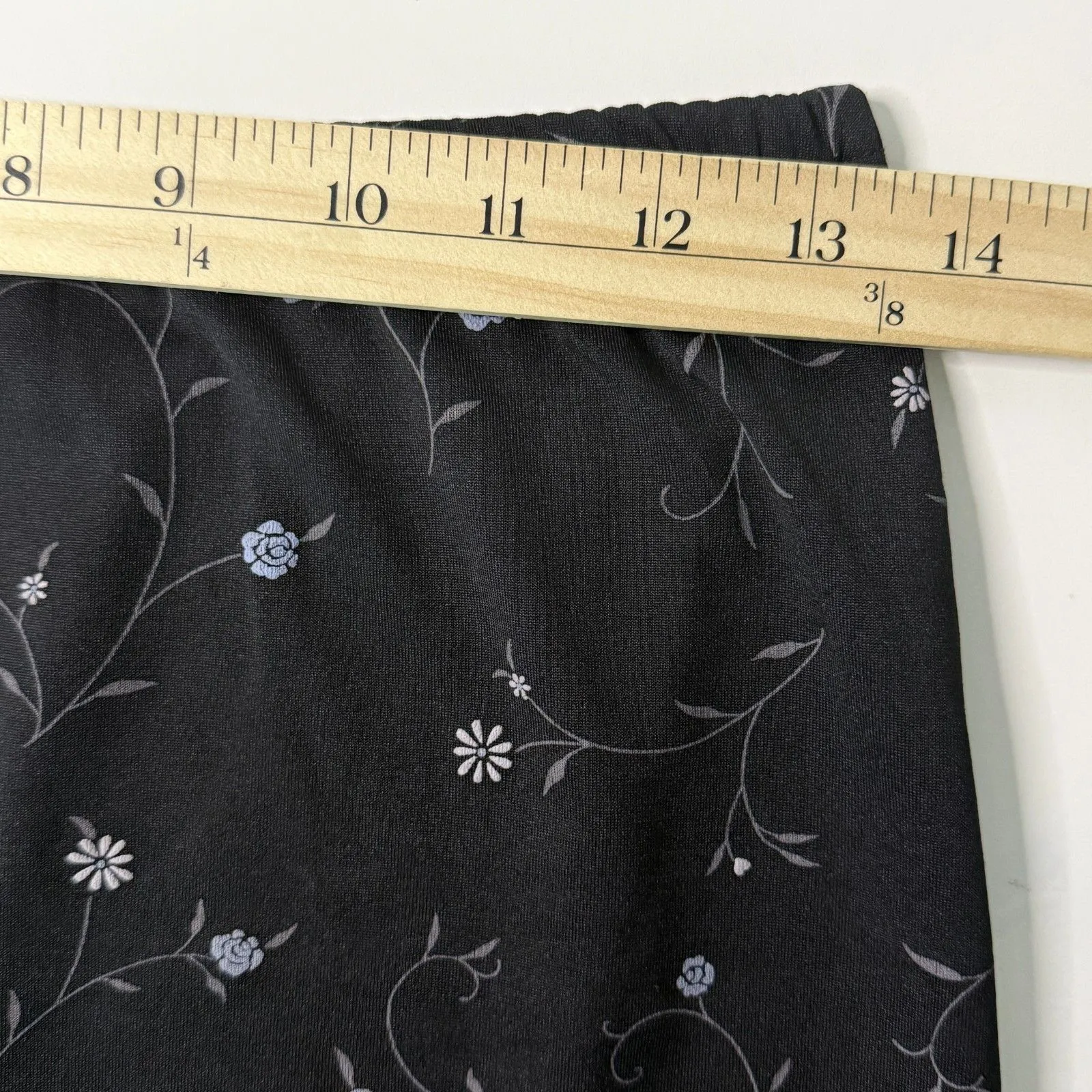 Vintage Y2K Pssst Black Dainty Floral Stretchy Elastic Waist Mini Skirt Sz M Size M - Image 4
