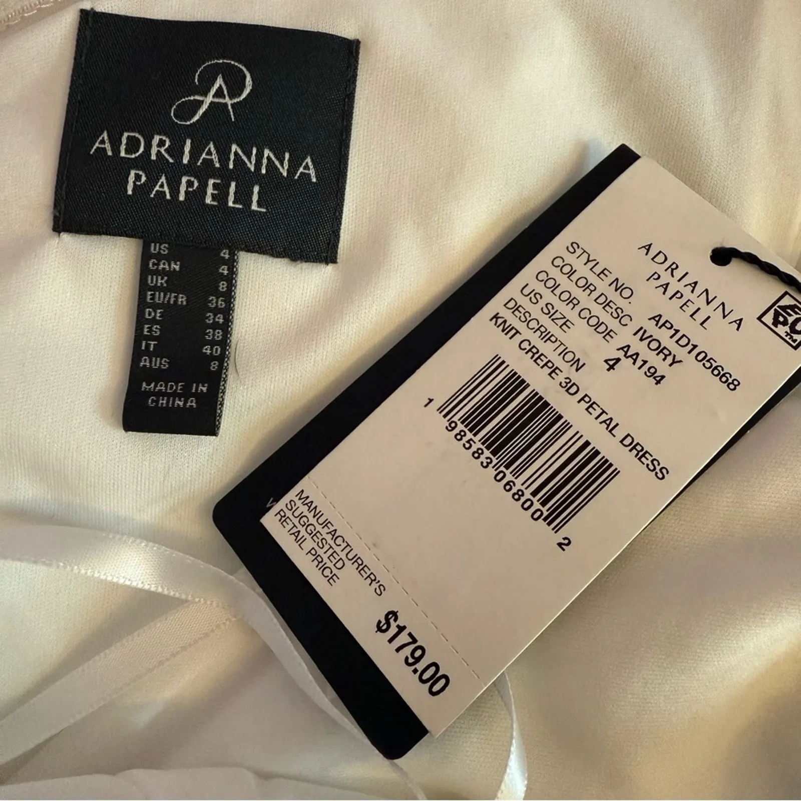 Adrianna Papell Women's One-Shoulder Scuba Sheath Dress Ivory Sz 4 - Image 7