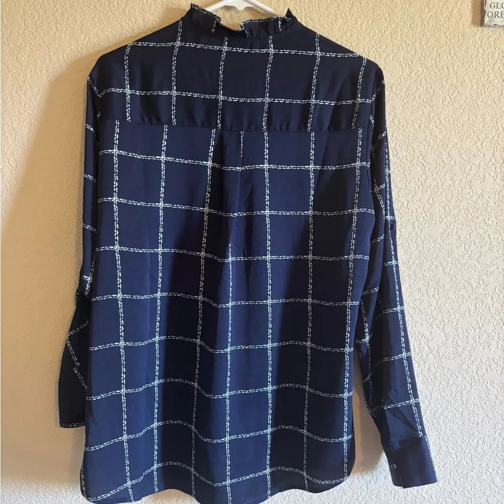 Express Blue and White Dressy Button Down Shirt - Image 2