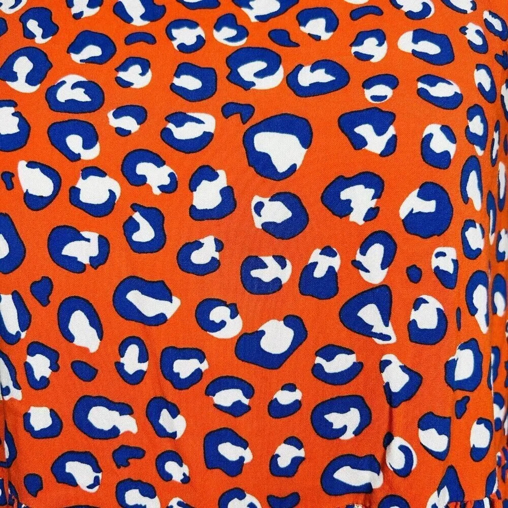 NWOT Graceatwood The Drop Fire Red Animal Print Tie Neck Dress Sz M Size M - Image 11