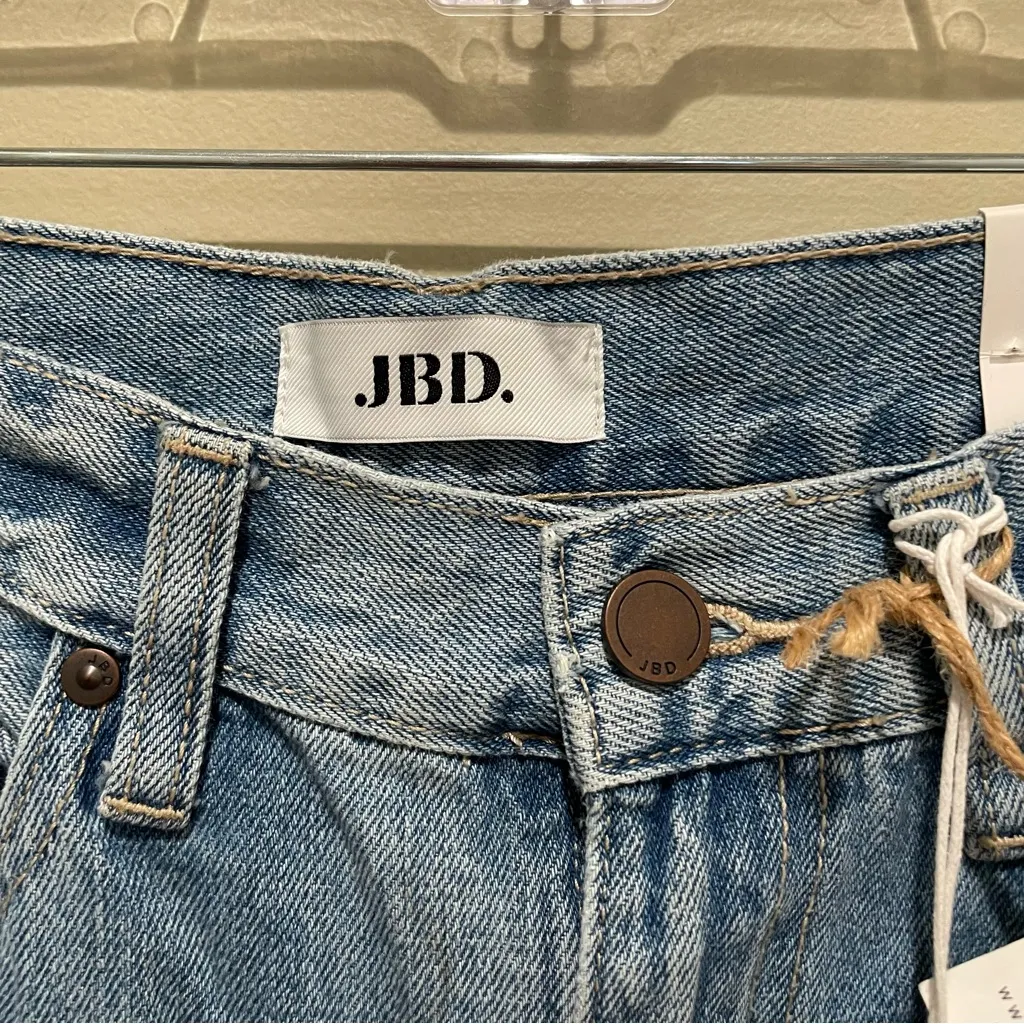 JBD Just Black Denim HR Girlfriend Jeans Light Wash Distressed Women’s Size 27 - Image 5