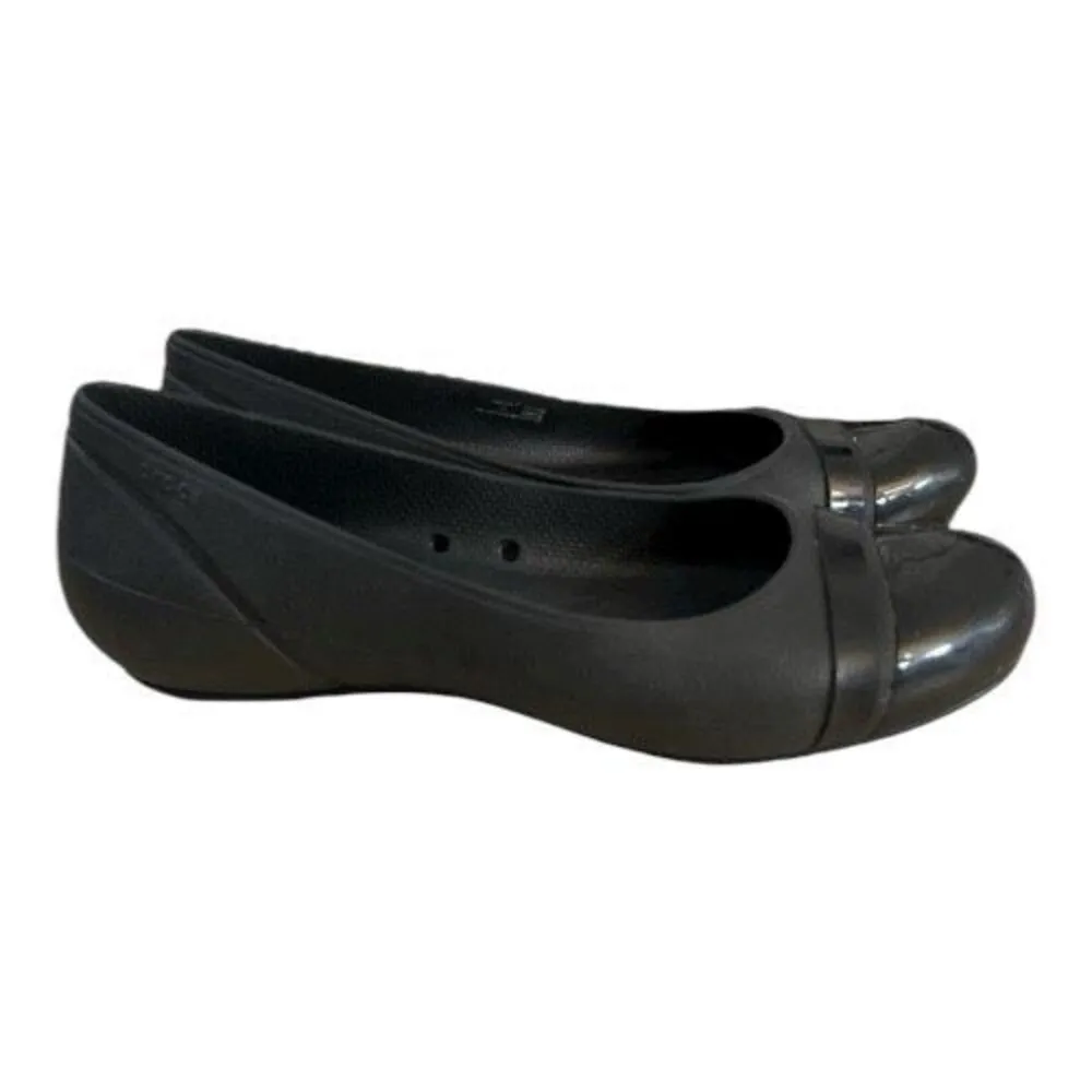 Crocs Gianna Alice Ballet Flat Shoes Black Size 9 Casual Comfort Cap Toe Slip On - Image 2