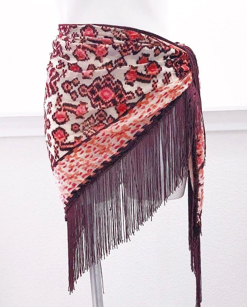 Lady Folk Printed Tie Tassel Triangle Scarf New w/o Tag - Image 2