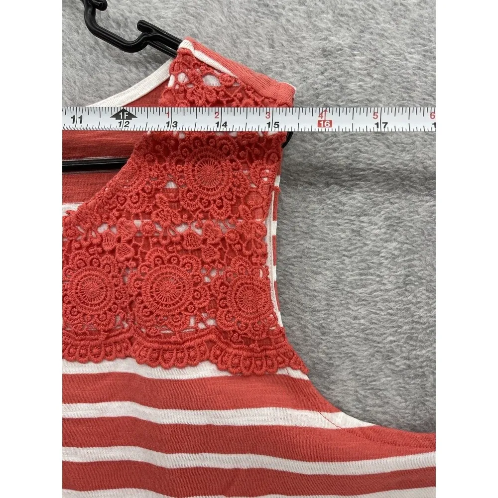 Charter Club Women's Striped Tank Crochet Neck Sleeveless Plus Size 2X Salmon - Image 7