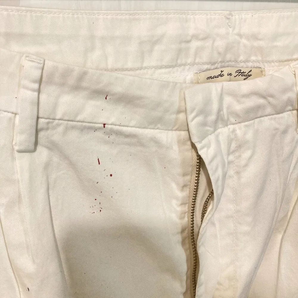 Cycle women's 26 beige splatter painted pleated ankle crop casual pants 28x26 - Image 5