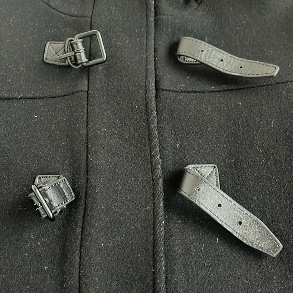 Theory Black Duffle Wool Hooded Coat in Womens Size Small Petite - Image 4