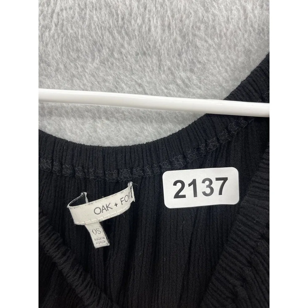 Oak + Fort Women's Romper Solid Black Shorts Size OS Crinkle Elastic Off Shoulde - Image 8