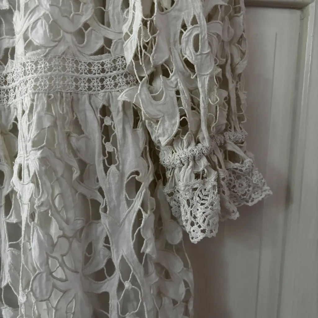 Ulla Johnson Albertine Dress Linen Lace Long Sleeve Pristine Guipure Size‎ 2 XS - Image 11