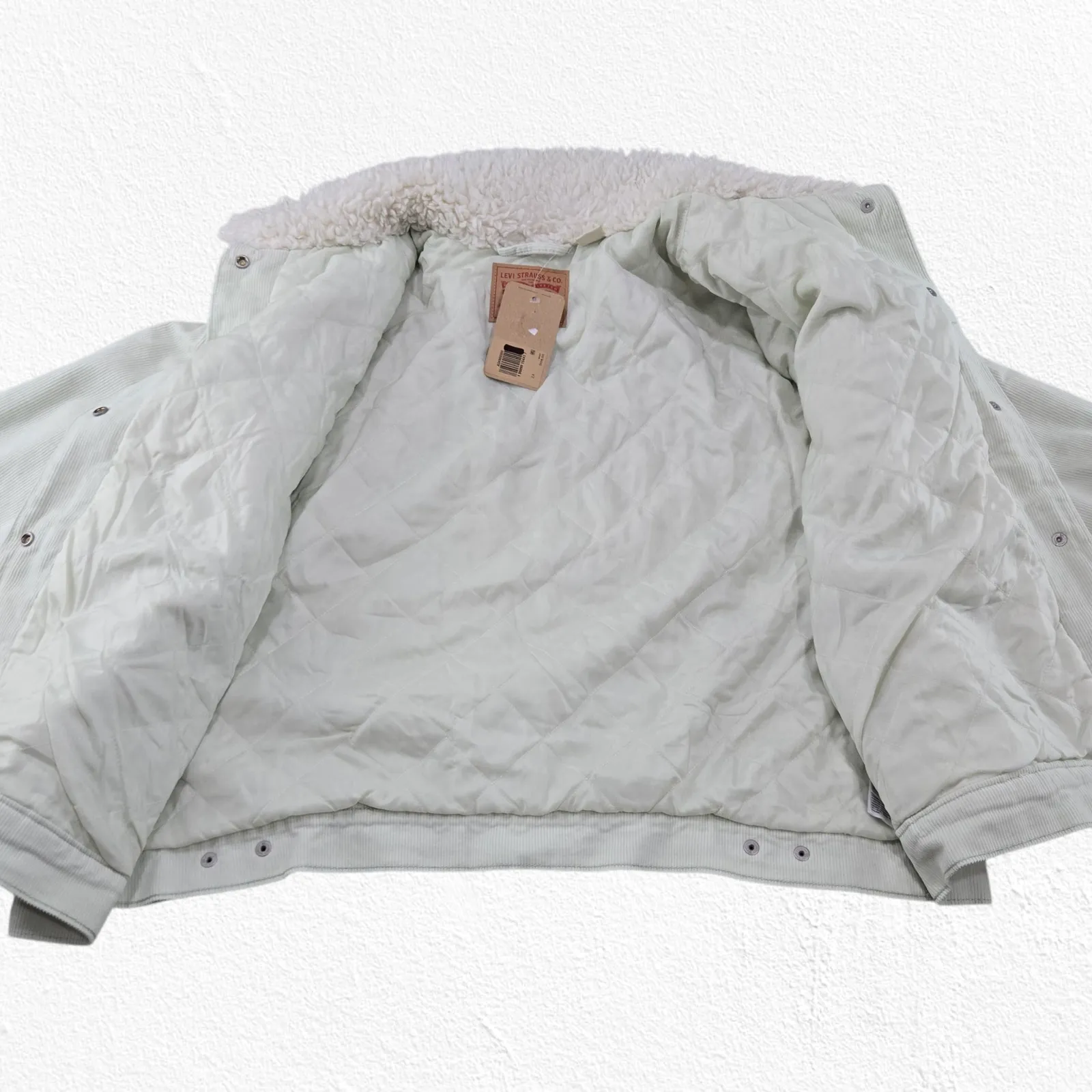 Levi’s Baby Baggy Crop Corduroy Sherpa Trucker Jacket Meadow Mist Green Size 2X - Image 12