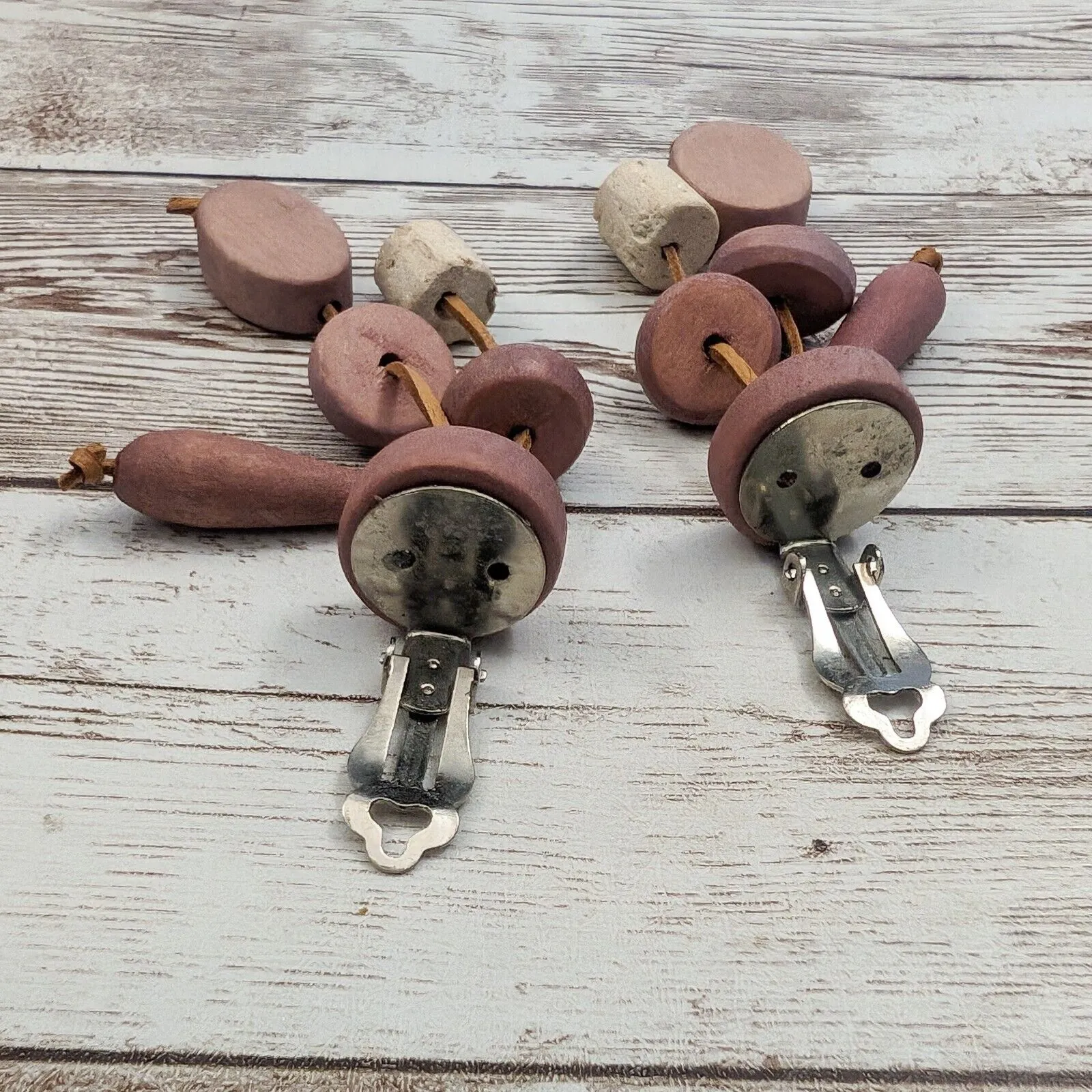 Vintage Clip On Earrings Dusky Pink Like Dangle Earrings 3 & 1/8" - Image 6