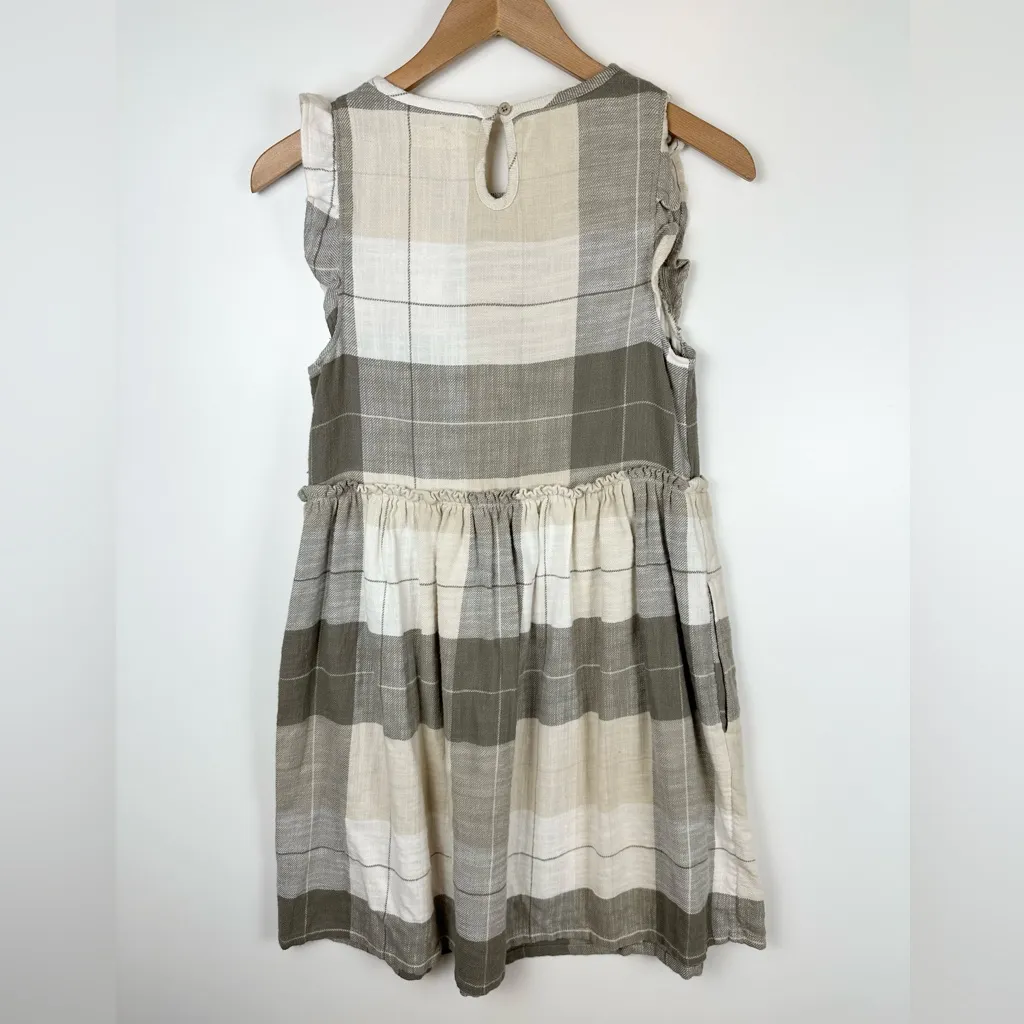 UpWest Easy Flutter Sleeve Plaid Flannel Mini Dress White Size XS - Image 9