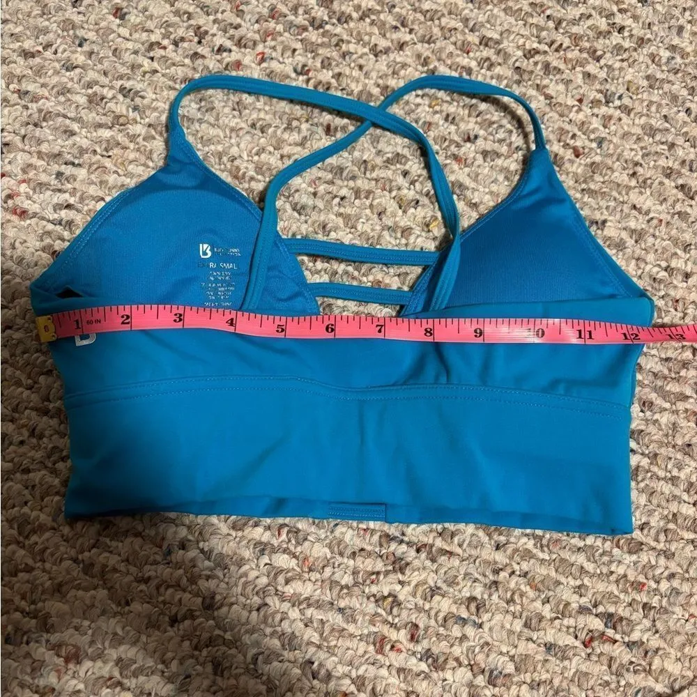 BuffBunny Strappy Plunge Ladder Blue Halter Sport Bra - Image 5