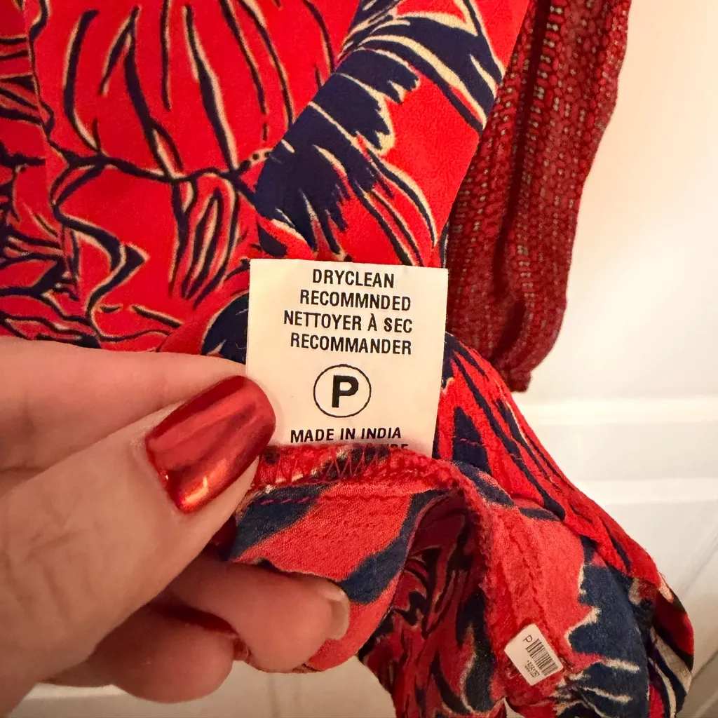 ANTHROPOLOGIE BL^NK LONDON M Vivant Peasant Blouse Red Navy - Image 5