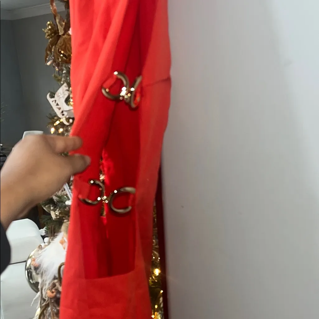 SheIn  Strapless Red Dress with Gold Accents - Image 4