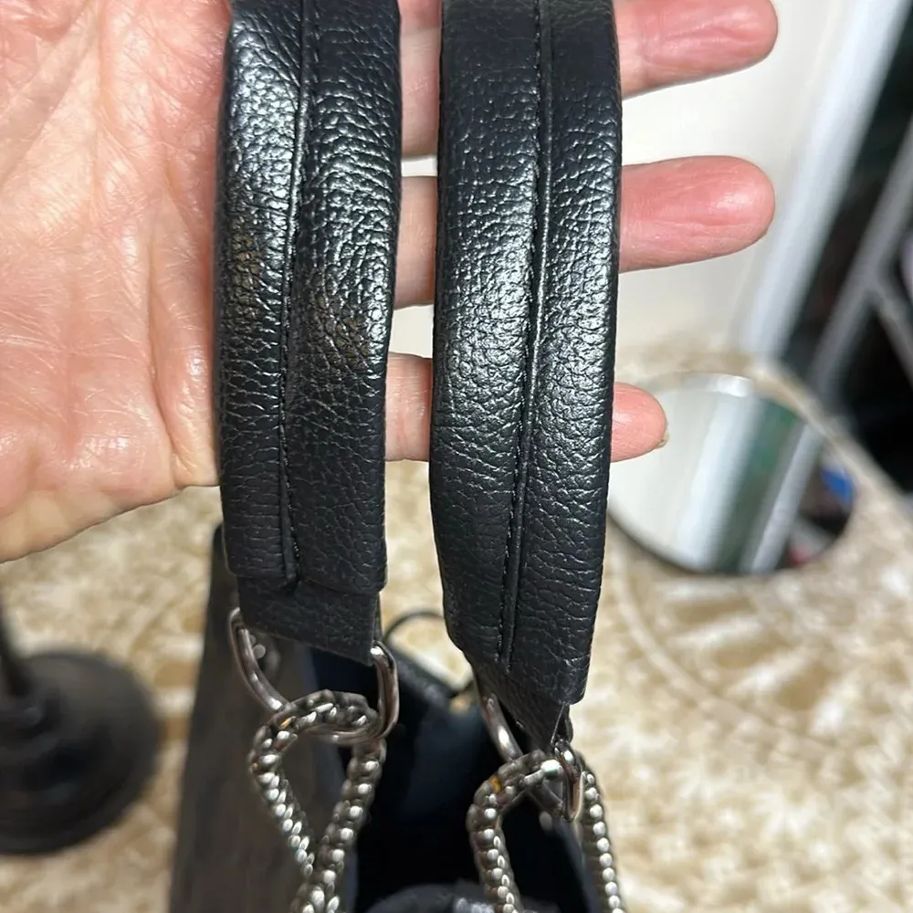 Handbag/Purse Black w/embossed Skulls/ Chain Straps - Image 6