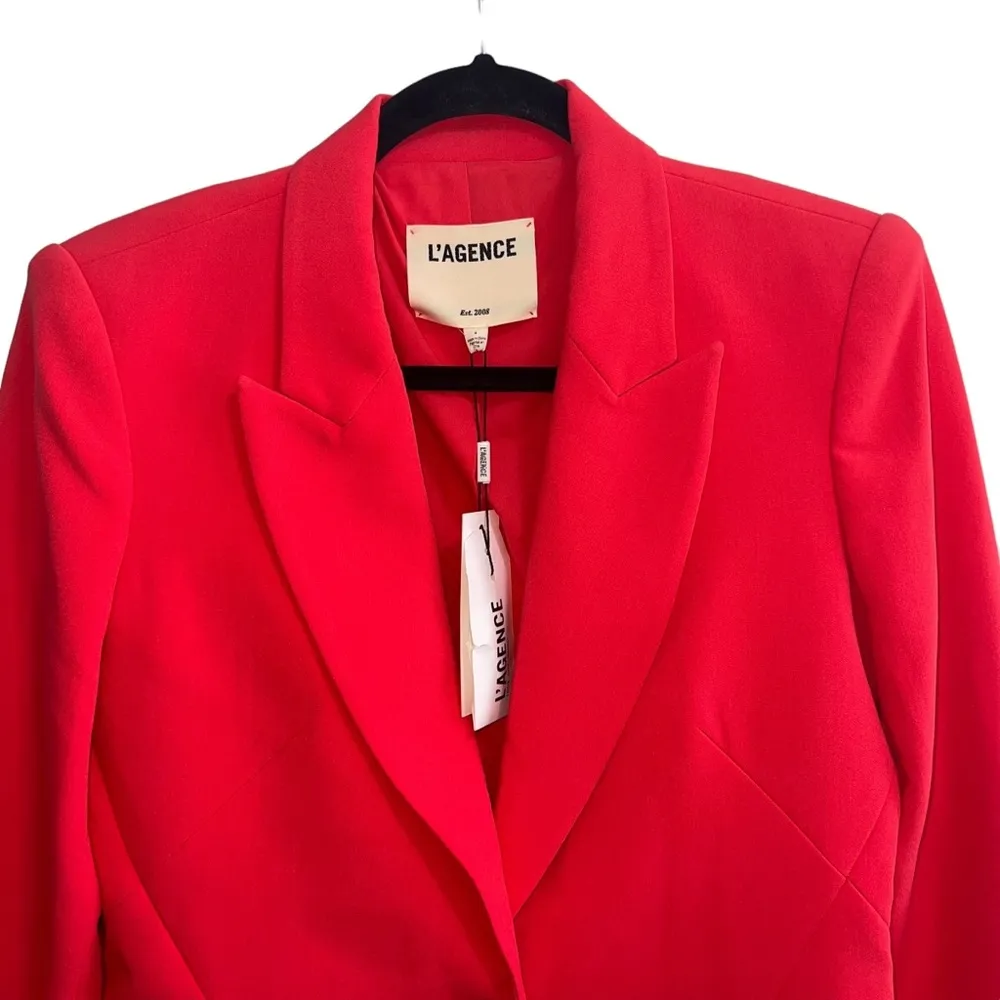 NEW NWT L’AGENCE Chamberlain Blazer Jacket In Hibiscus Coral Red - Image 5