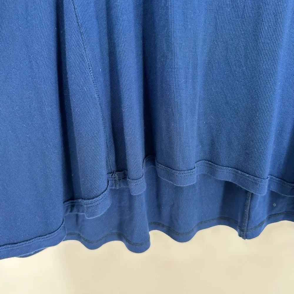 Free People Women's January Ribbed Scoop Neck Long Sleeve‎ Tunic Top Navy Medium - Image 8