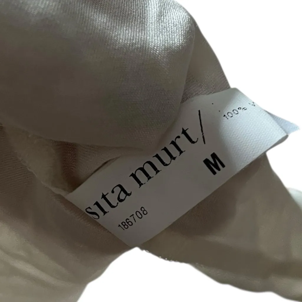 Sita Murt Chic Cream Button Down Shirt for Women‎ Office Business Casual Size M White Size M - Image 6